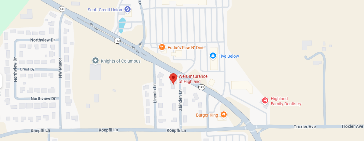 Map to Weis Insurance Highland, IL